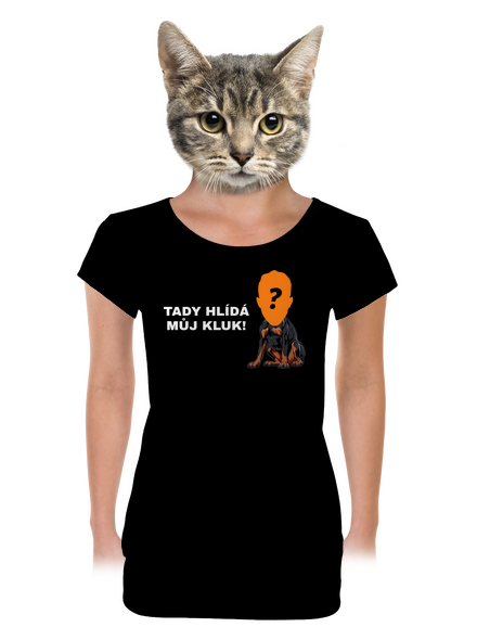 Tady hlídám já dámské tričko s lemem Black