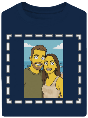 Simpsonovi z vlastní fotky unisex tričko oversized Midnight Blue