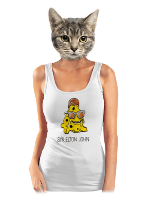 Sýr Elton John dámské tílko klasické White