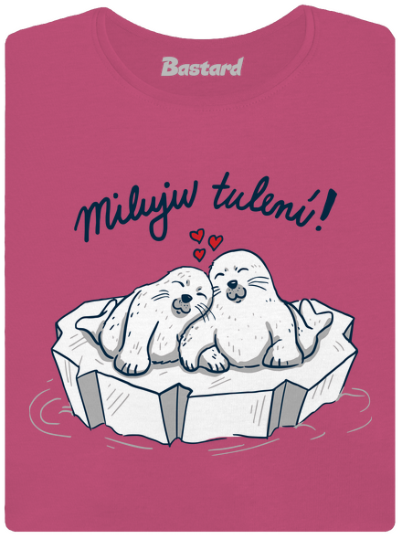 Miluju tulení dámské tričko s lemem Magenta