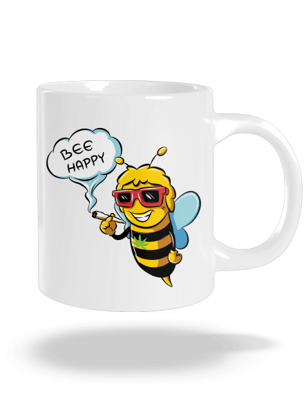 Bee happy velký hrnek White
