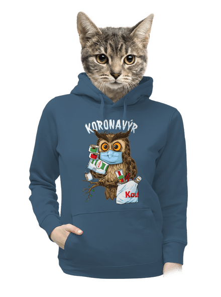 Koronavýr dámská mikina klokanka Denim