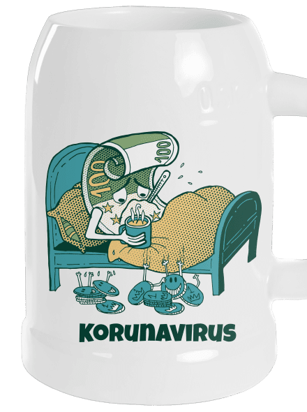 Korunavirus v posteli půllitr White