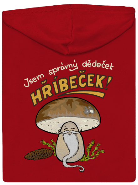 Babka a hříbeček pánská mikina na zip Red