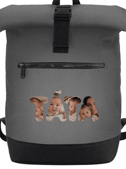 Nápis táta z vlastních fotek batoh Grey Marl