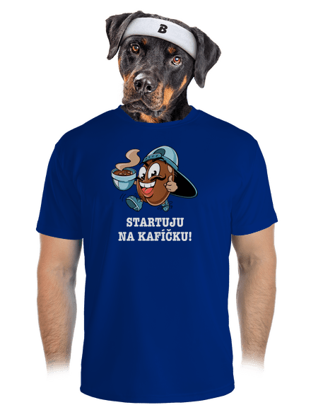 Startuju na kafíčku pánské sportovní tričko Royal Blue Mal