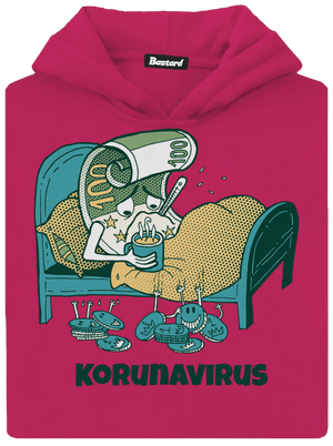 Korunavirus v posteli dětská mikina klokanka Hot Pink