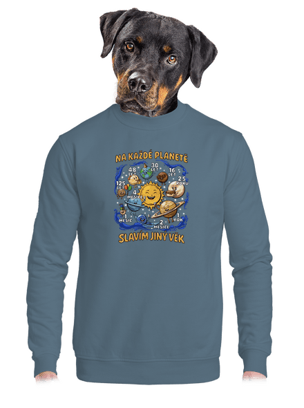 Věk na planetách unisex mikina bez kapuce Nordic Blue
