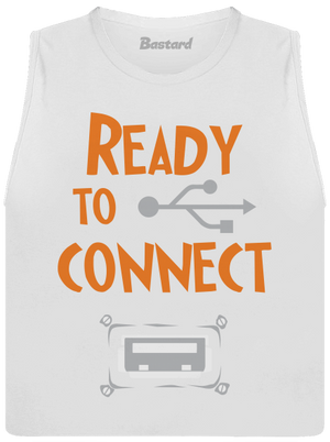 USB připojení dámské tílko volné White