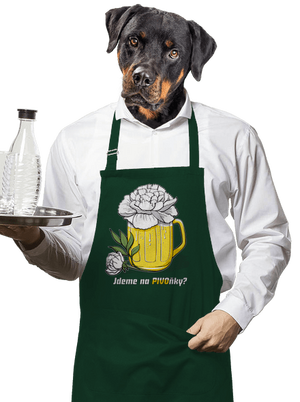 Pivoňky zástěra Bottle Green