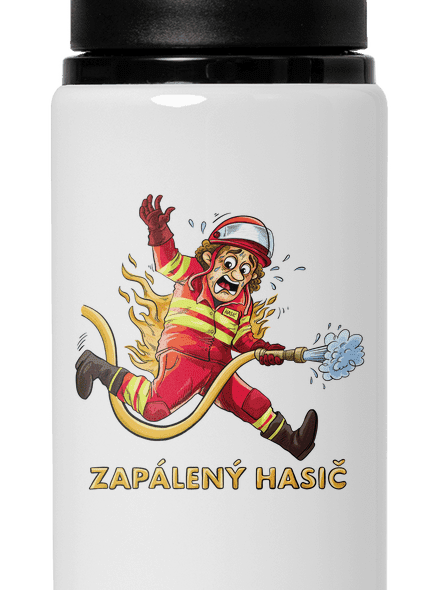 Zapálený hasič a hasička lahev na vodu White
