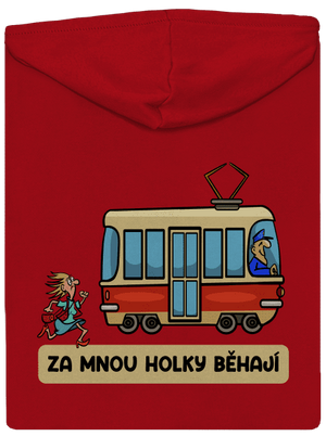 Za mnou holky běhají pánská mikina na zip Red