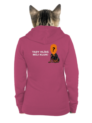 Tady hlídám já dámská mikina na zip Magenta