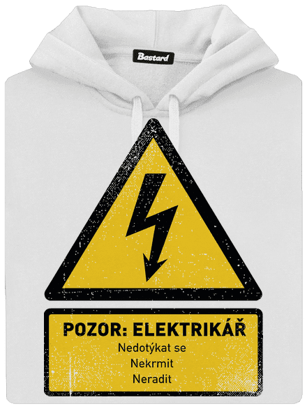 Pozor elektrikář dámská mikina klokanka White