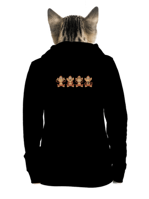 Opička s mobilem dámská mikina na zip Black