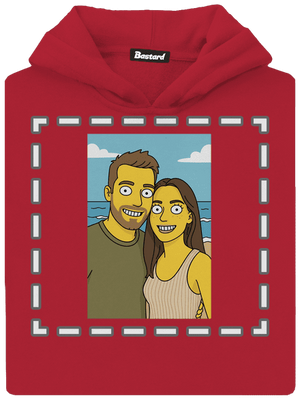 Simpsonovi z vlastní fotky dětská mikina klokanka Fire Red