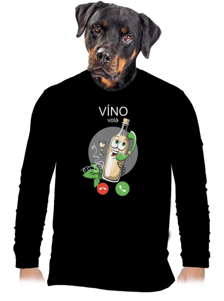 Bílé víno volá pánské dlouhý rukáv Black