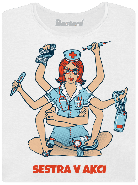 Sestra v akci dámské tričko premium White