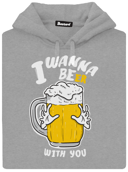 I wanna beer pánská mikina klokanka Light Melange
