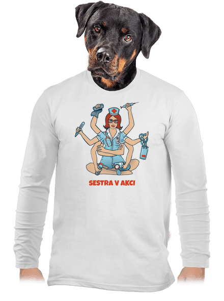 Sestra v akci pánské dlouhý rukáv White