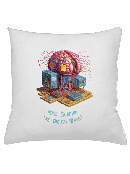 Mind surfing the digital wave polštář White