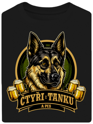 Čtyři z tanku a pes unisex tričko oversized Black