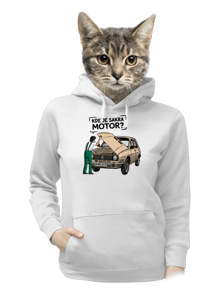 Kde je motor? dámská mikina klokanka White