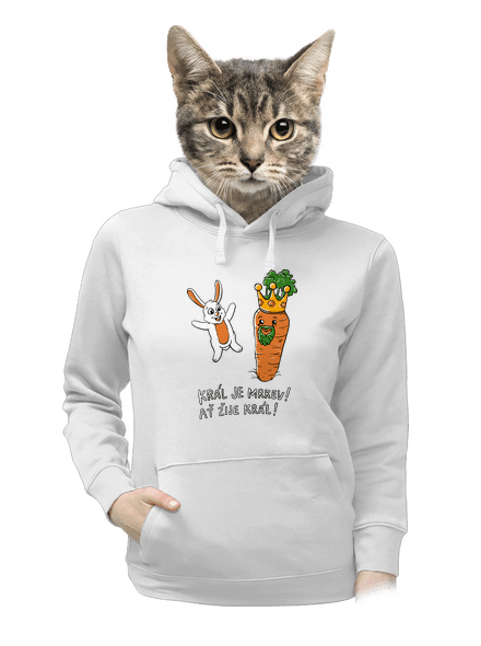 Král je mrkev, ať žije král dámská mikina klokanka White