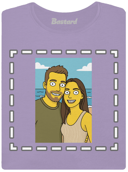 Simpsonovi z vlastní fotky dámské tričko s lemem Lavender