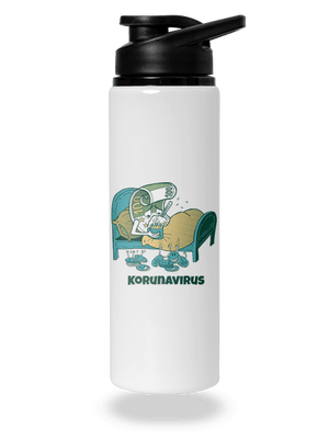 Korunavirus v posteli lahev na vodu White