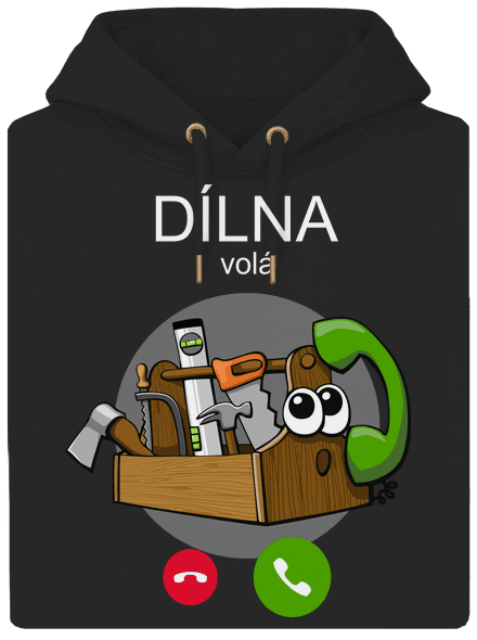 Dílna volá unisex mikina premium Dark Black