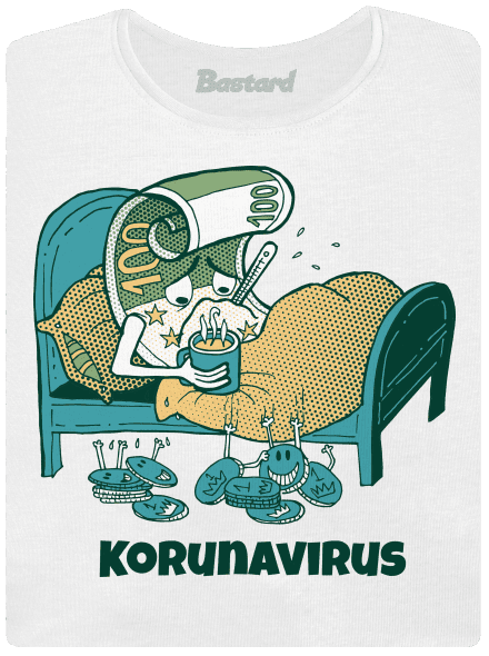 Korunavirus v posteli dámské tričko premium White