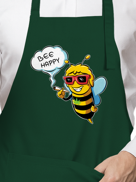 Bee happy zástěra Bottle Green
