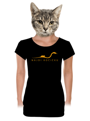 Najdi kočičku dámské tričko s lemem Black