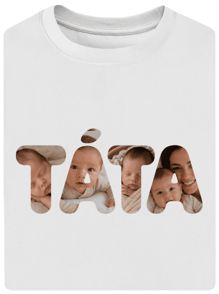 Nápis táta z vlastních fotek unisex tričko oversized White