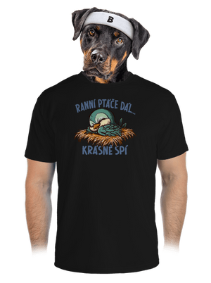 Ranní ptáče spí pánské sportovní tričko Black