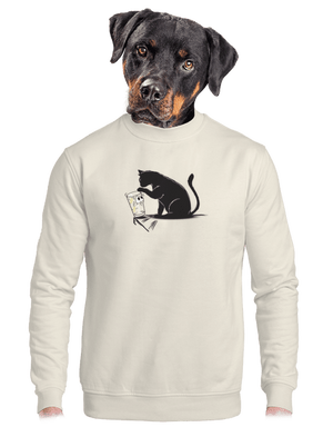 Kočka a sklenice unisex mikina bez kapuce Off White