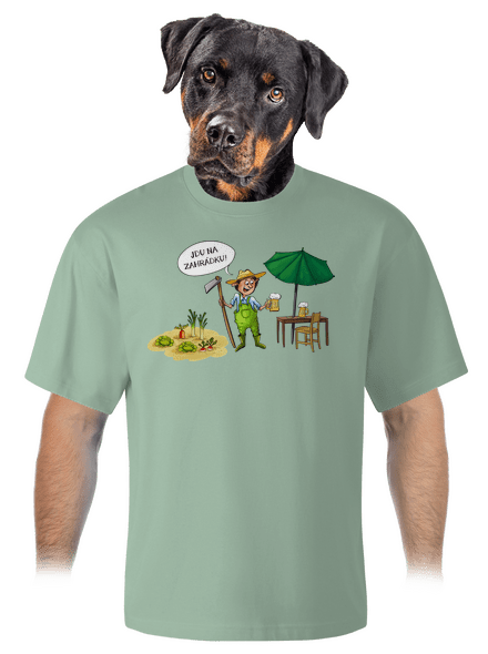 Jdu na zahrádku unisex tričko oversized Sage