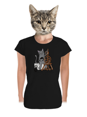 Kočka přede dámské tričko premium Black