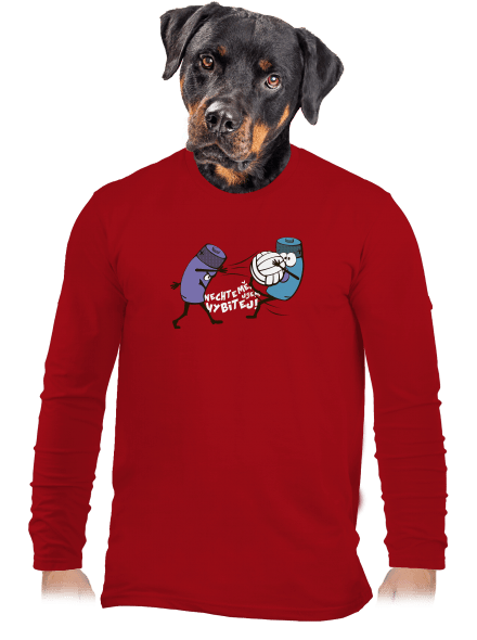 Vybitej pánské dlouhý rukáv Red