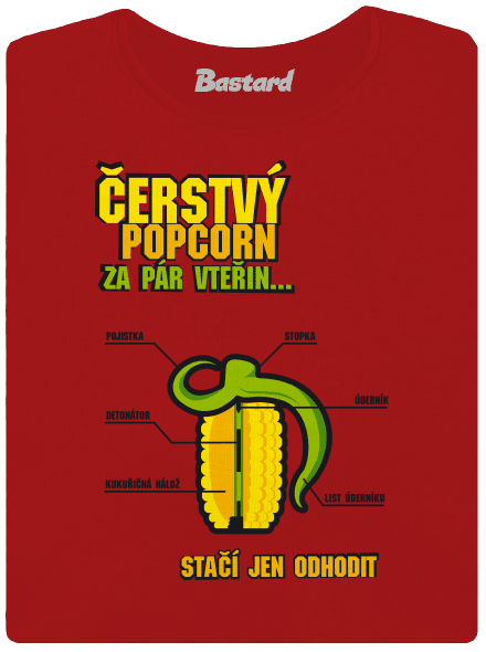 Čerstvý popcorn dámské tričko s lemem Red Mal