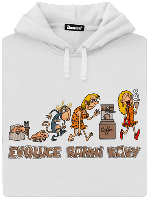 Evoluce ranní kávy dámská mikina klokanka White