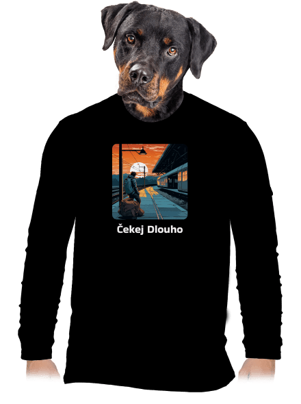 Čekej dlouho pánské dlouhý rukáv Black