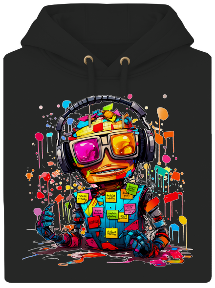 Workaholic robot unisex mikina premium Dark Black