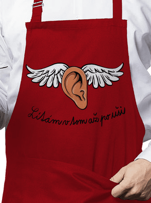 Až po uši zástěra Red