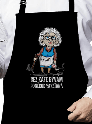 Neklidná bez kafe zástěra Black