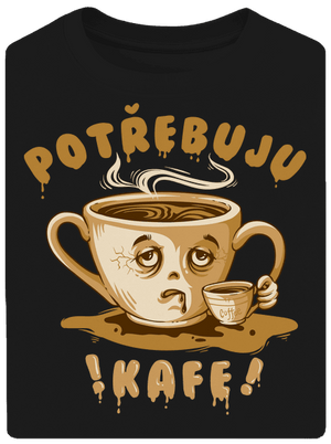 Potřebuju kafe unisex tričko oversized Black