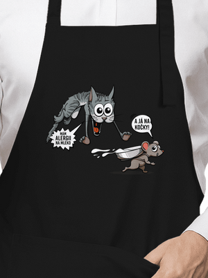 Alergická kočka a myš zástěra Black