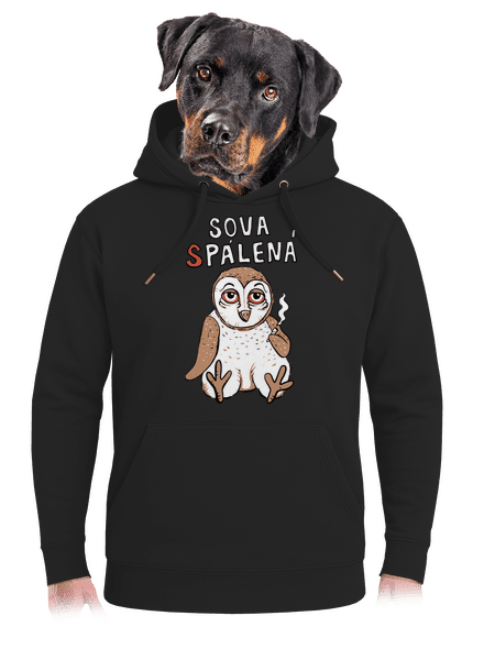 Sova Pálená unisex mikina premium Dark Black