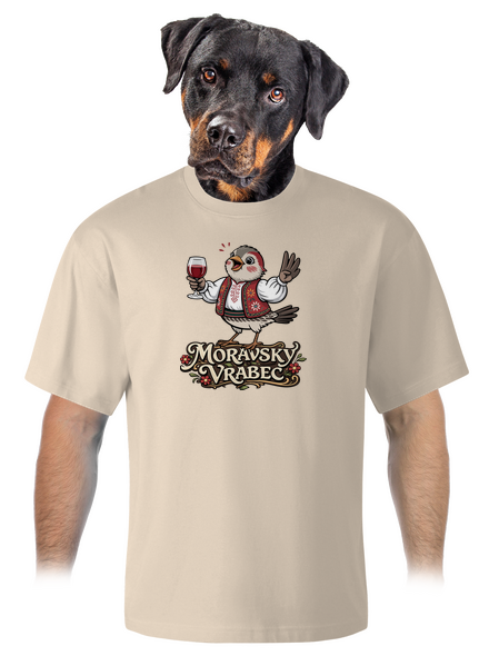 Moravský vrabec unisex tričko oversized Almond